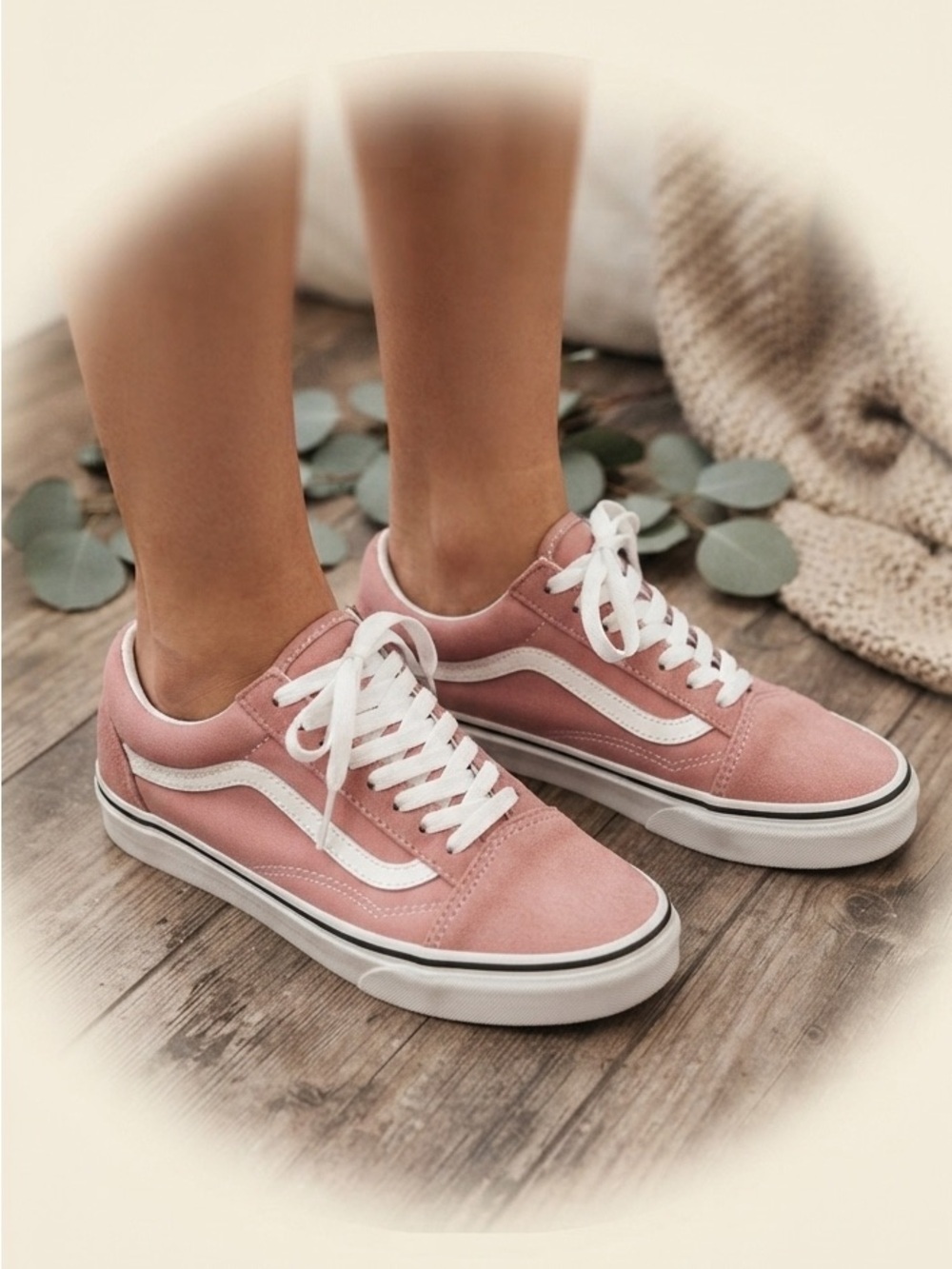 Vans Old Skool Pink White Low-Top Suede Sneakers